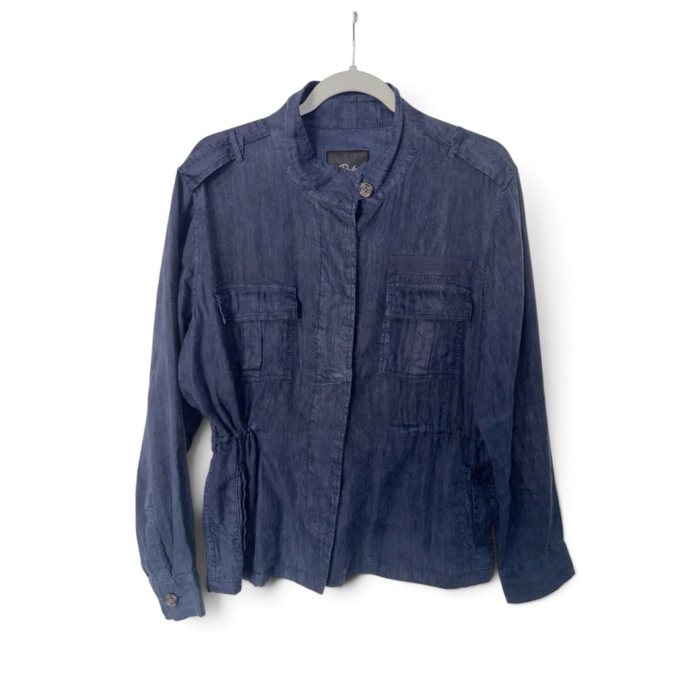 Rails Sahara Women's S Indigo Linen Blend Utility Jacket Drawstring Waist